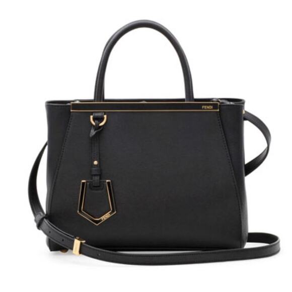 Fendi Handbags - #FENDI Black Saffiano Leather Medium 2Jours Tote